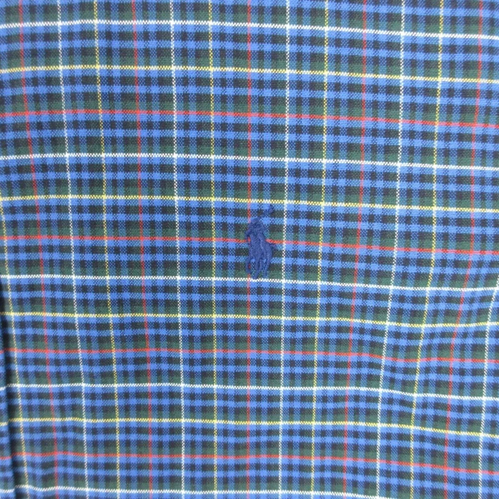 Ralph Lauren Shirt Mens 2XL Blue Plaid Blake Oxford Cloth Pony Logo Button Up